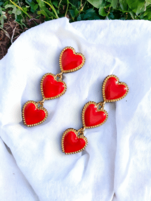 i love you heart earrings korean