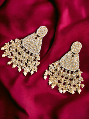 golden pearl wedding earrings
