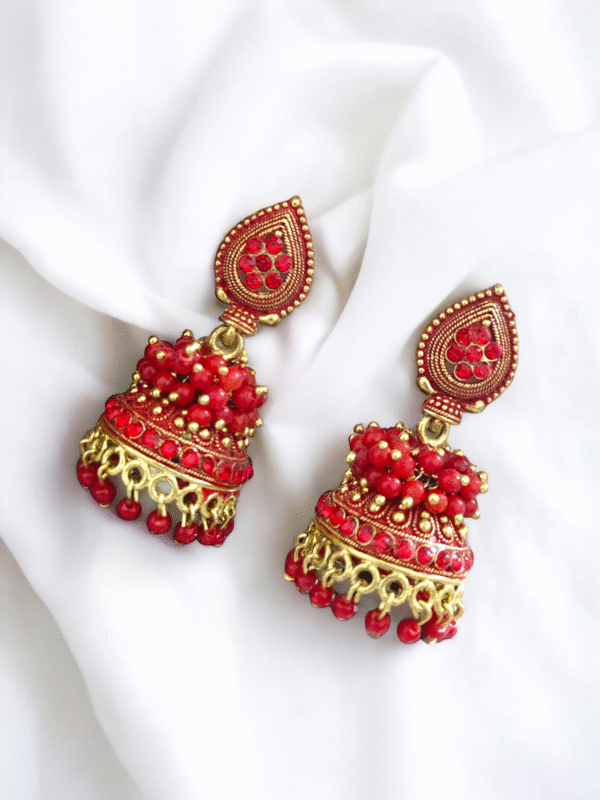 Red Radiance Jhumka Drops