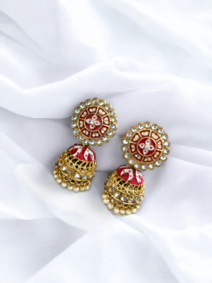 colorful meenakari jhumka earrings