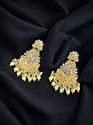 bridal kundan and pearl drop earrings