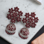 floral jhumki earrings with intricate design