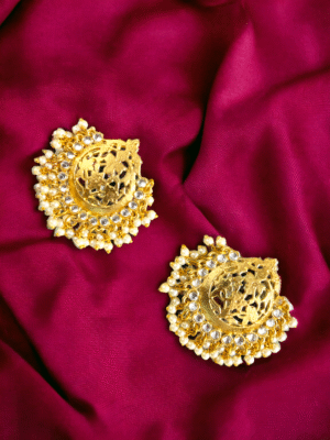 brass and pearl stud earrings ethnic look