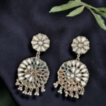oxidized mirror earrings silver finish