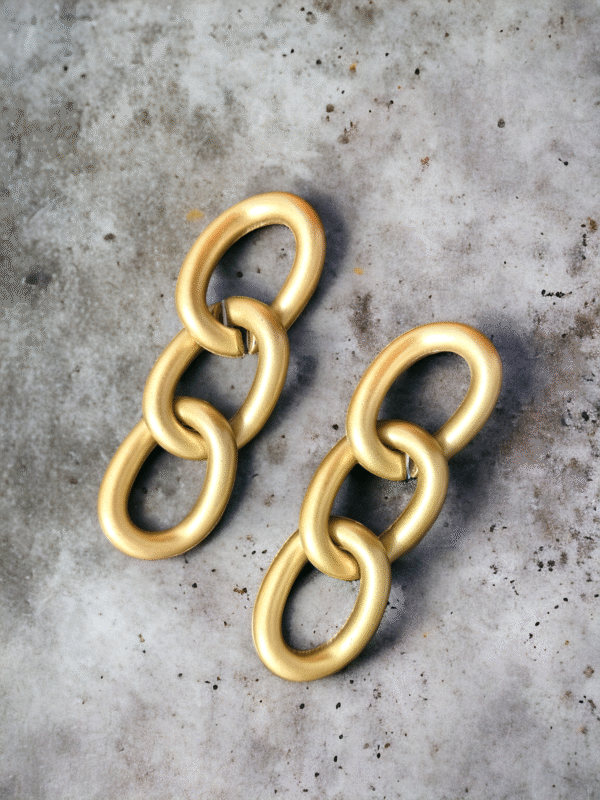 matte finish oval chain hoop earrings
