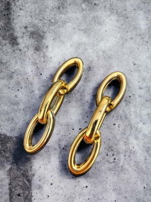 golden oval link chain earrings statement
