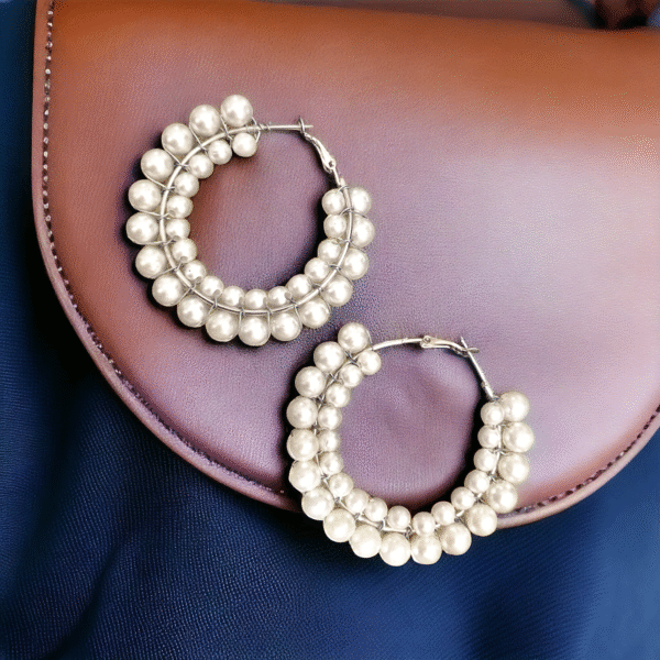 double layered pearl hoop earrings for women