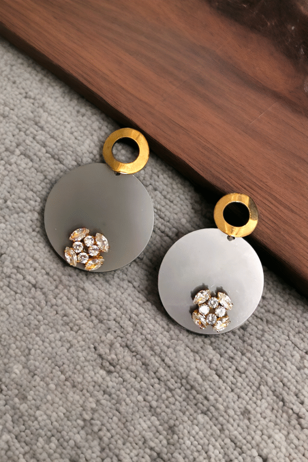 geometric korean earrings with stones and danglers