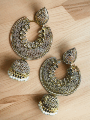 golden oxidized jhumki earrings ethnic style