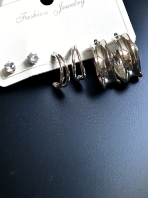3pc combo earrings set hoops and studs