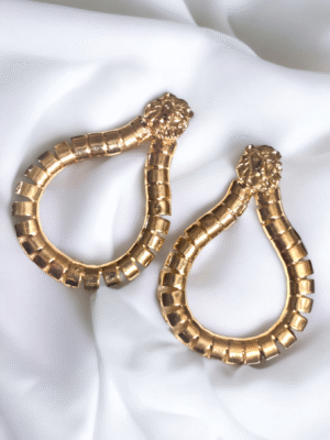 golden lion statement stud earrings