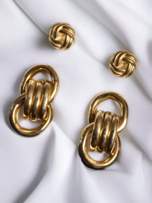 link chain and knot stud earrings combo