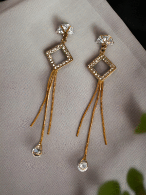 chain earrings with diamond stone accents