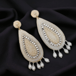 handmade pearl fabric embroidered earrings