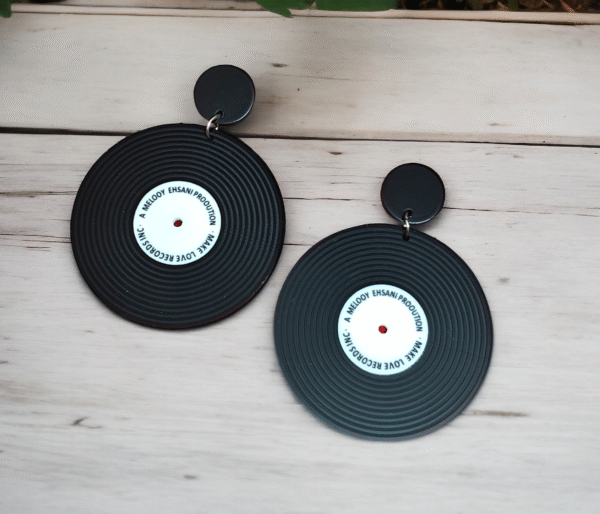 black disk stud earrings modern minimal