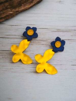 korean floral earrings with butterfly