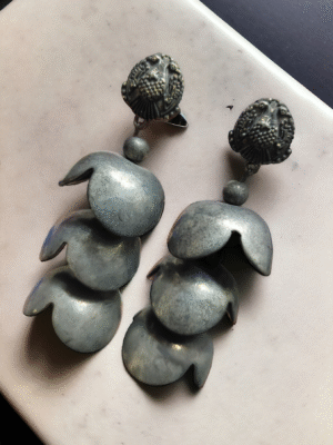 oxidized jhumkis with ethnic design