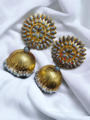 floral brass jhumki earrings handmade