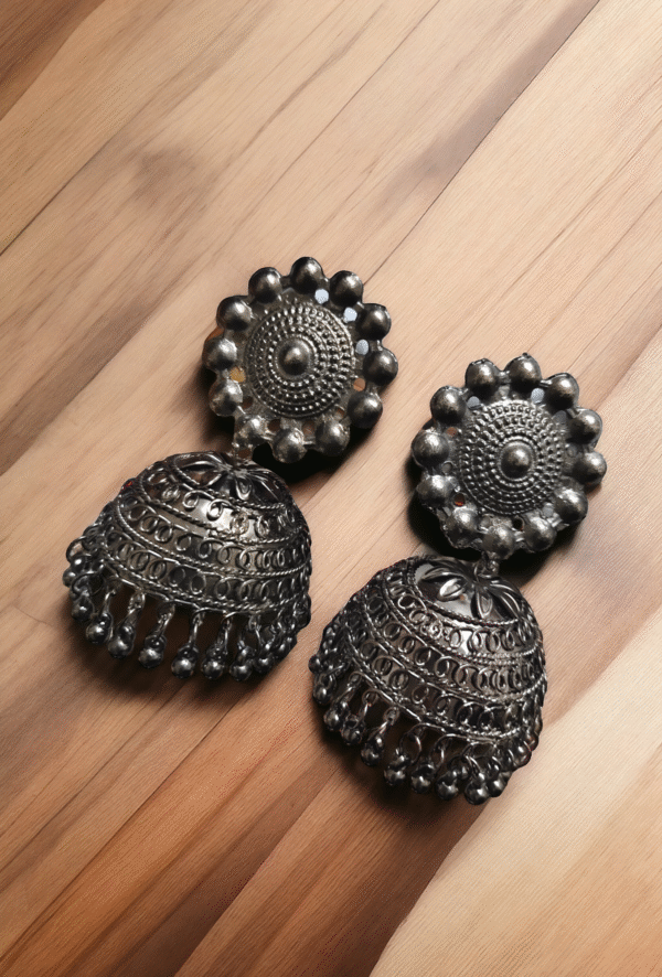chunky oxidized jhumki earrings