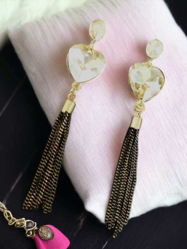Heart Shaped Tassel Danglers