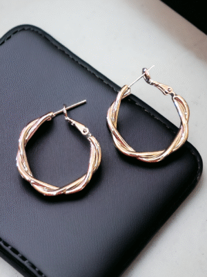 Silver twisted hoop earrings with stylish design