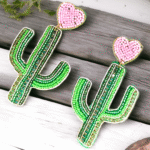 Handmade cactus earrings with colorful threads