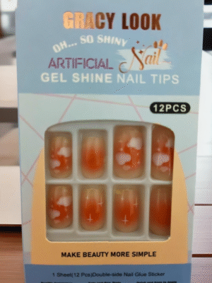Nude glossy acrylic nail set