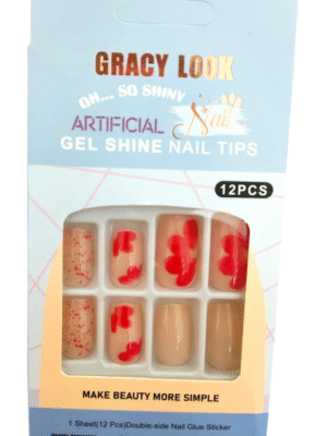 Cherry red glossy acrylic nails