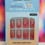Peach glossy artificial nails