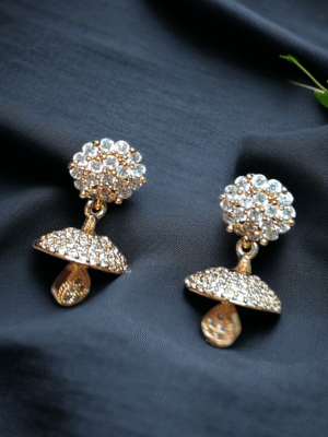 Bridal AD floral jhumkis with sparkle finish