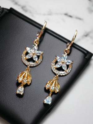 Statement AD jhumkis with floral stone detailing