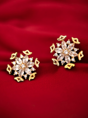 Mini floral stud earrings with stone detailing
