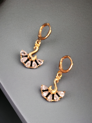 Floral dangler earrings with American Diamond work