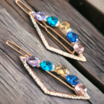 Diamond shaped stone hair clip - shiny accessory