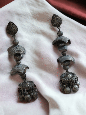 Ethnic oxidized jhumki earrings with traditional design