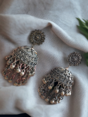 Ethnic oxidized jhumki earrings with traditional design