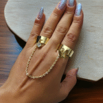 Butterfly chain dainty ring adjustable