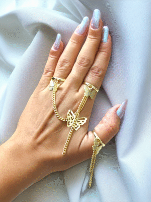 Butterfly charm dainty rings set