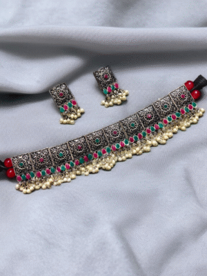 German silver choker necklace set
