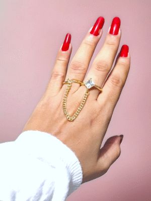 Minimal chain stone adjustable ring