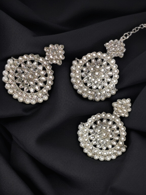 Combo of oxidized earrings and maangtikka - 3 pieces