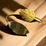 Leaf motif brass bracelet