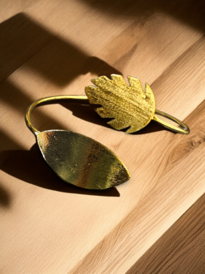 Leaf motif brass bracelet