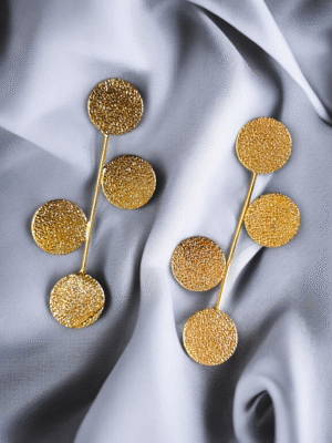 Geometric design brass earrings statement style