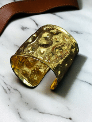 Carved royal brass statement cuff