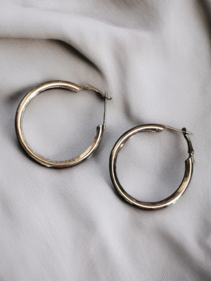 Round silver hoop earrings daily wear