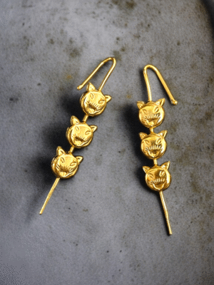Wide brass earring cuff with antique touch