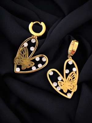 Korean anti-tarnish earrings with heart charm