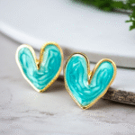 Resin Korean heart earrings with trendy style