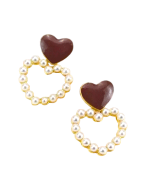 Pearl heart Korean stud earrings